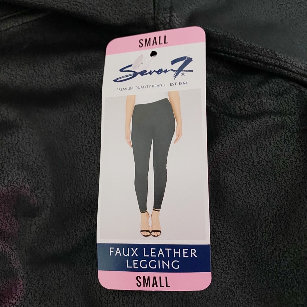 NWT Seven7 High Rise Black Faux Leather Leggings Vegan Leather - Picture 4 of 6